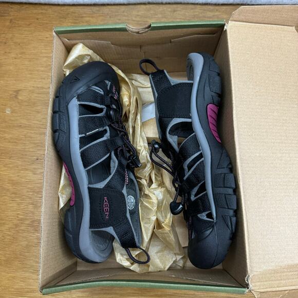 KEEN Newport H2 Hiking Outdoor Sandal-Black-Raspberry Wine-Women 8 -NEW in Box - Picture 8 of 9